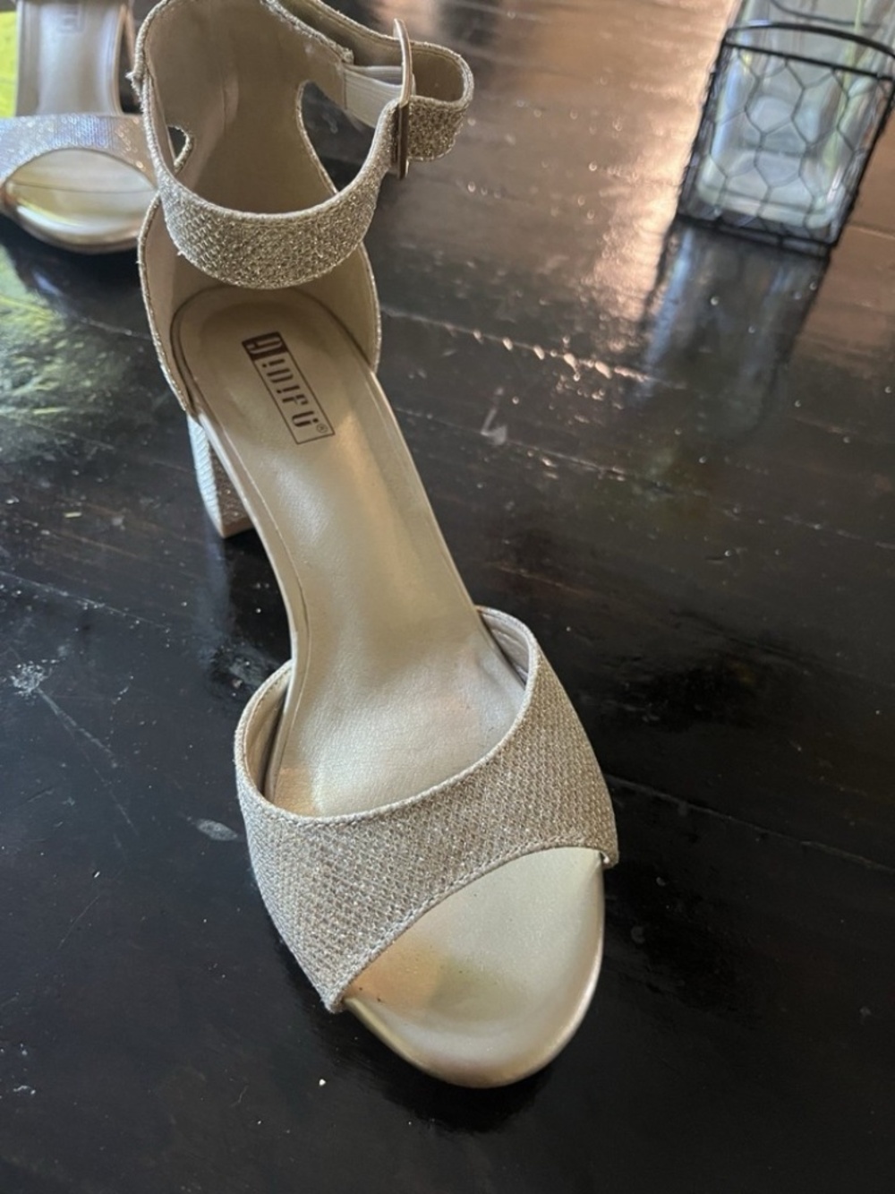 Women's Gold Sparkle Dress High Heels Size 7